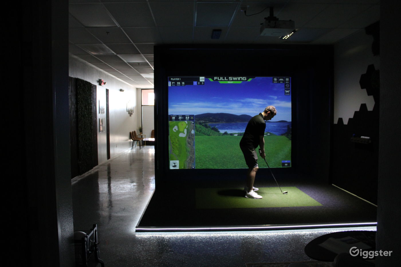 Image showcasing Private Golf Simulator and Lounge Space | Rent this location on Giggster