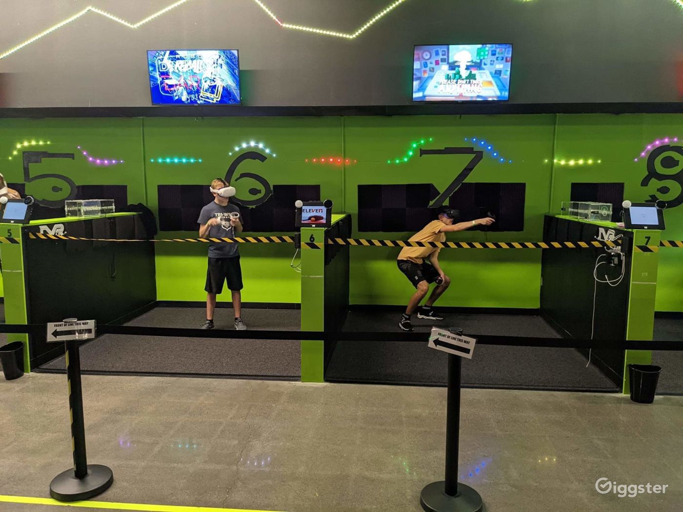 Modern Arcade VR Entertainment and Gaming Space with Bar and Food