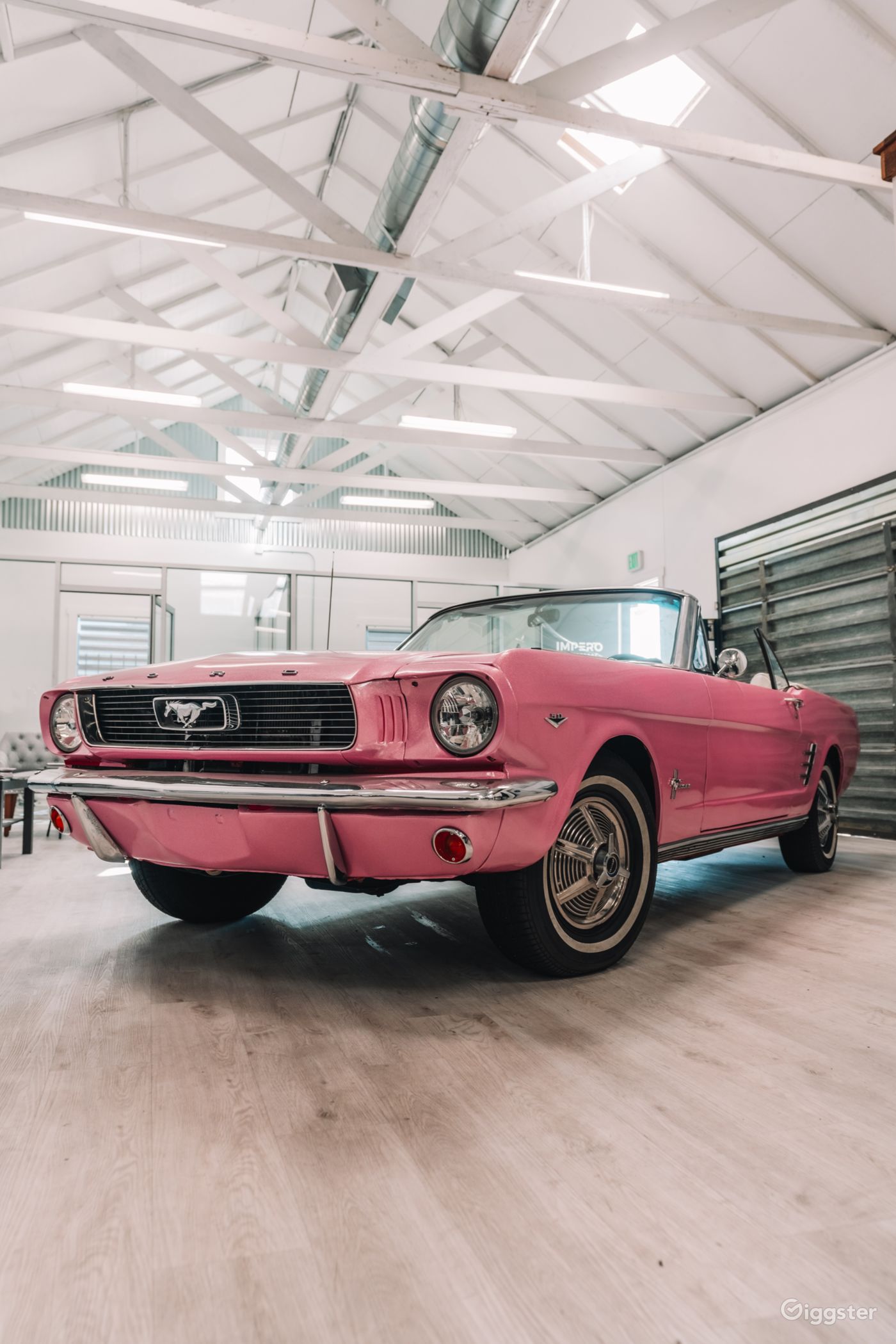 Classic California Mustang convertible Pink exterior with white