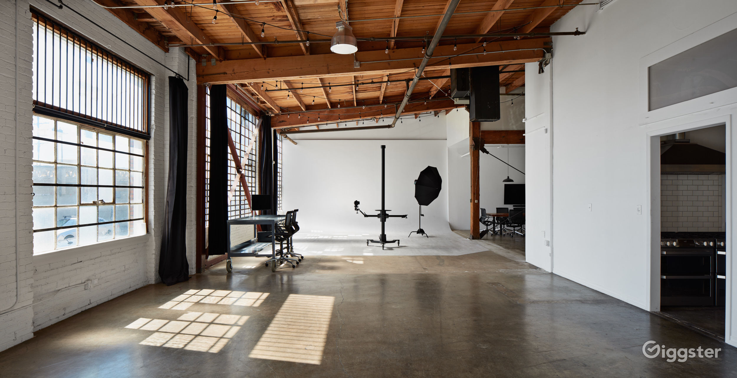 3000 Sq Ft Studio Space in DTLA | Kitchen + White Cyc Wall