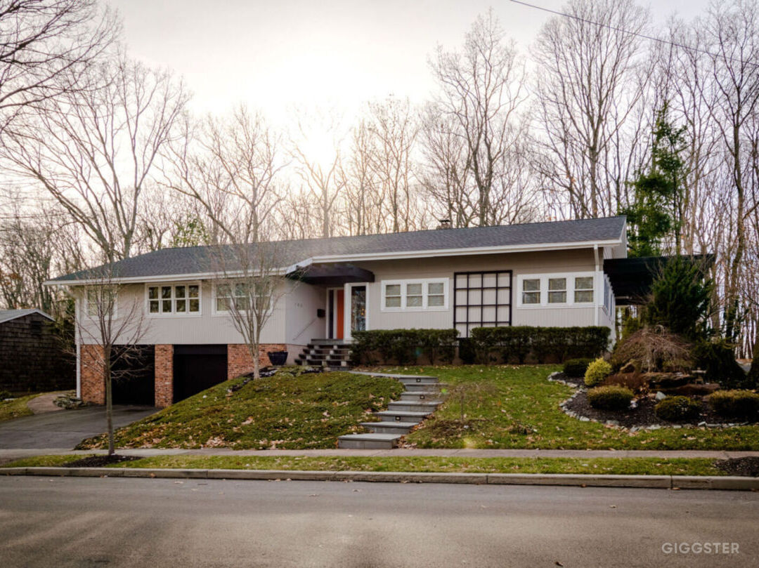 Home exterior in late winter