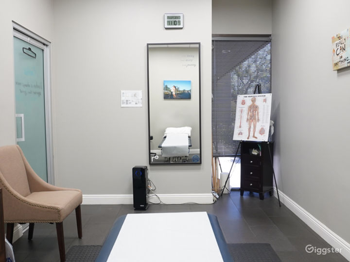 One of the four physical therapy treatment rooms at the clinic. Treatment room 1.