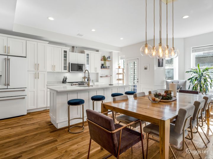 Updated Kitchen with Cafe serie matte white and gold appliances.