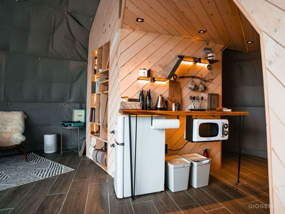 Kitchenette that houses a personal fridge and microwave, plus an inhouse coffee maker! 