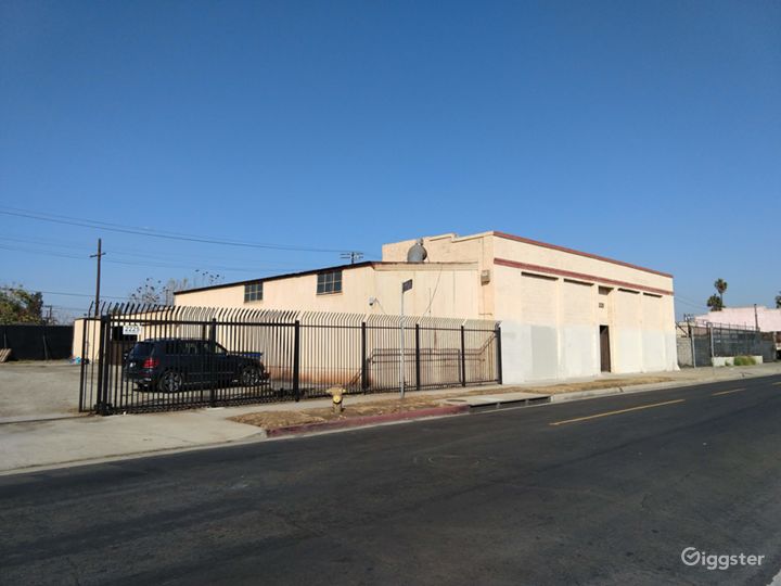 Front of building with parking lot