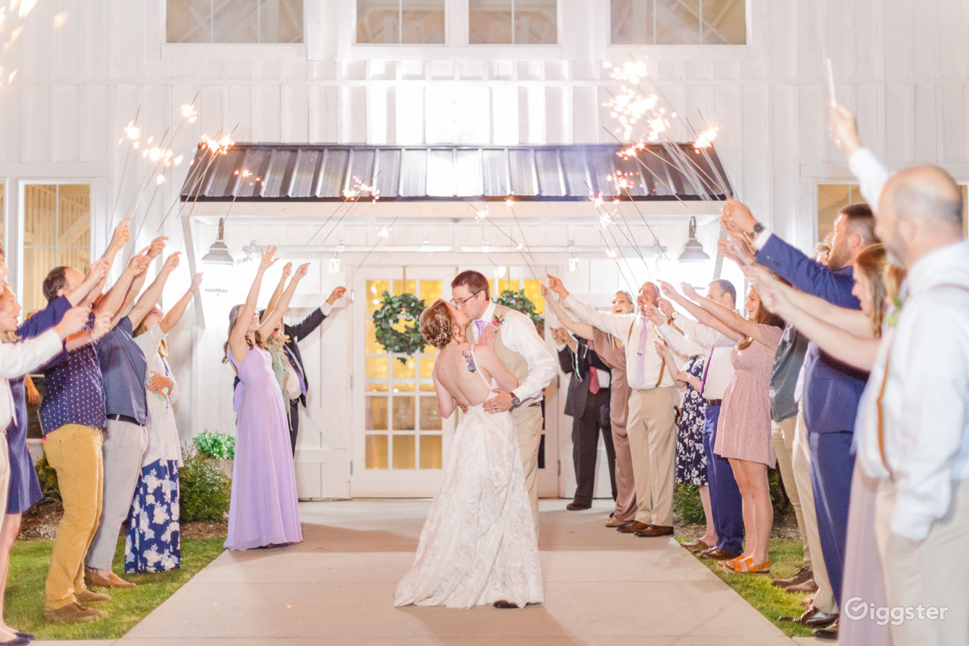 An allwhite postandbeam wedding & event venue Rent this location