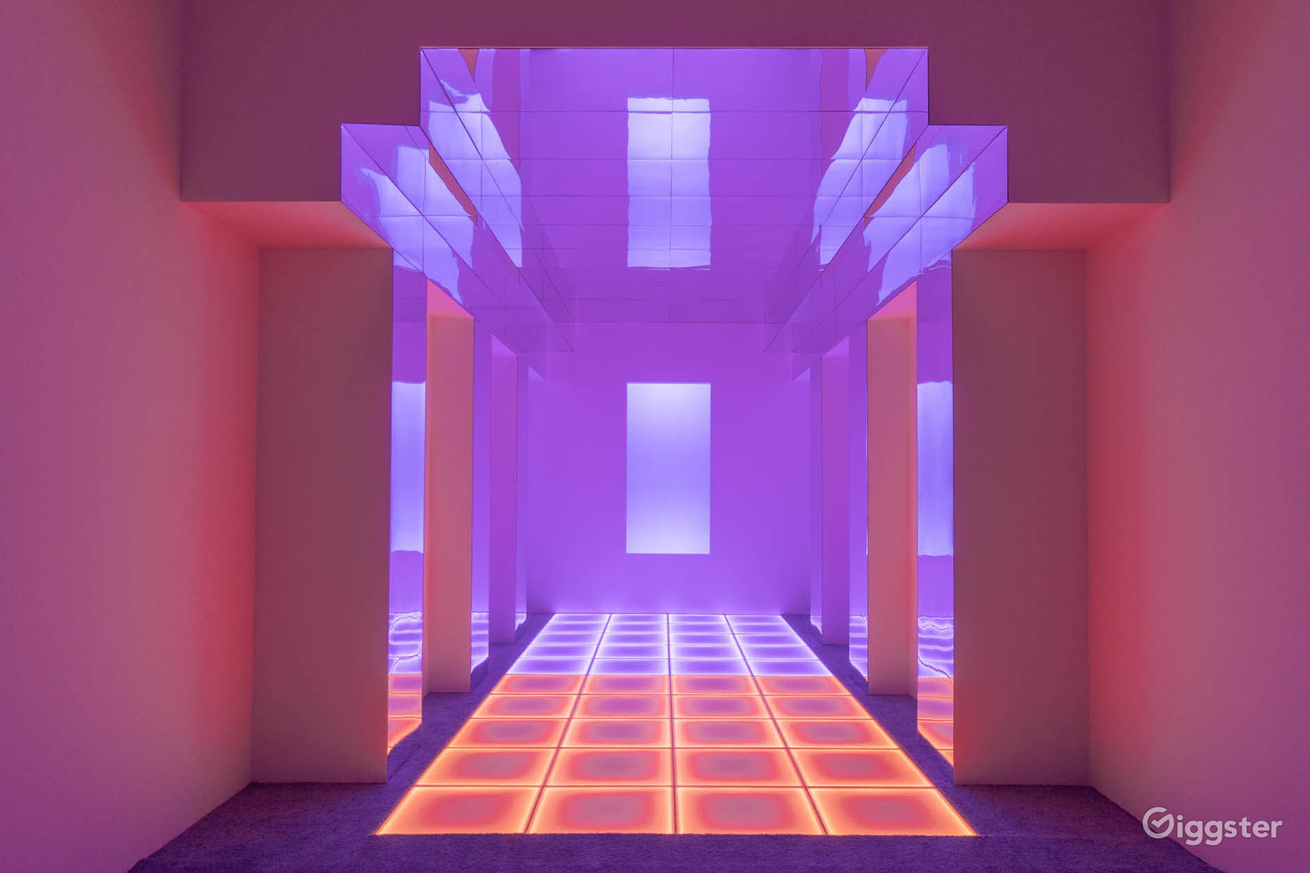 Odyssey Mirror Stage w/ Lit Colored Floor Rent this location on Giggster