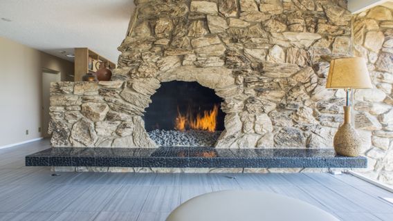 Solid Rock Stone Fireplace