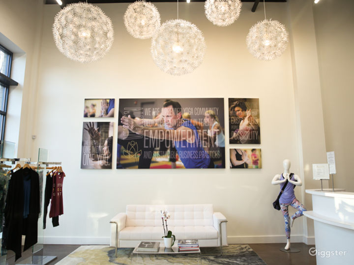 Large windows provide ample natural lighting in the lobby and boutique area