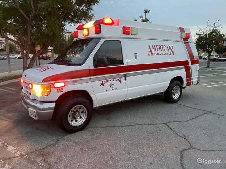 Ambulance with lights, gurney, fuel and driver! Rent this location on Giggster
