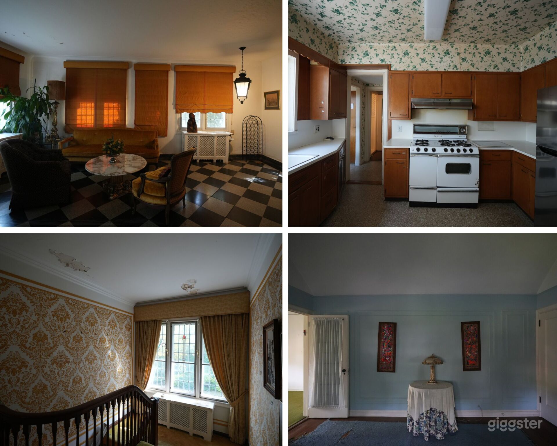Retro Vintage Mansion w/ Peeling Wallpaper, Colorful Carpets